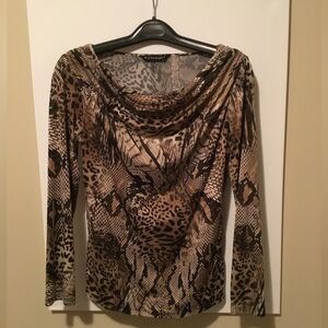 Bianca Nygard Snake Print Top with Cowl Neck - Size Medium